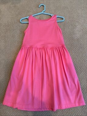 Girls' Primary Pink Sleeveless Cotton Dress